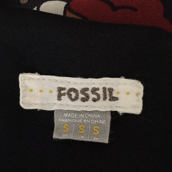 Fossil Sz Small Silk Swan Dress Brown, White, teal - Picture 10 of 10